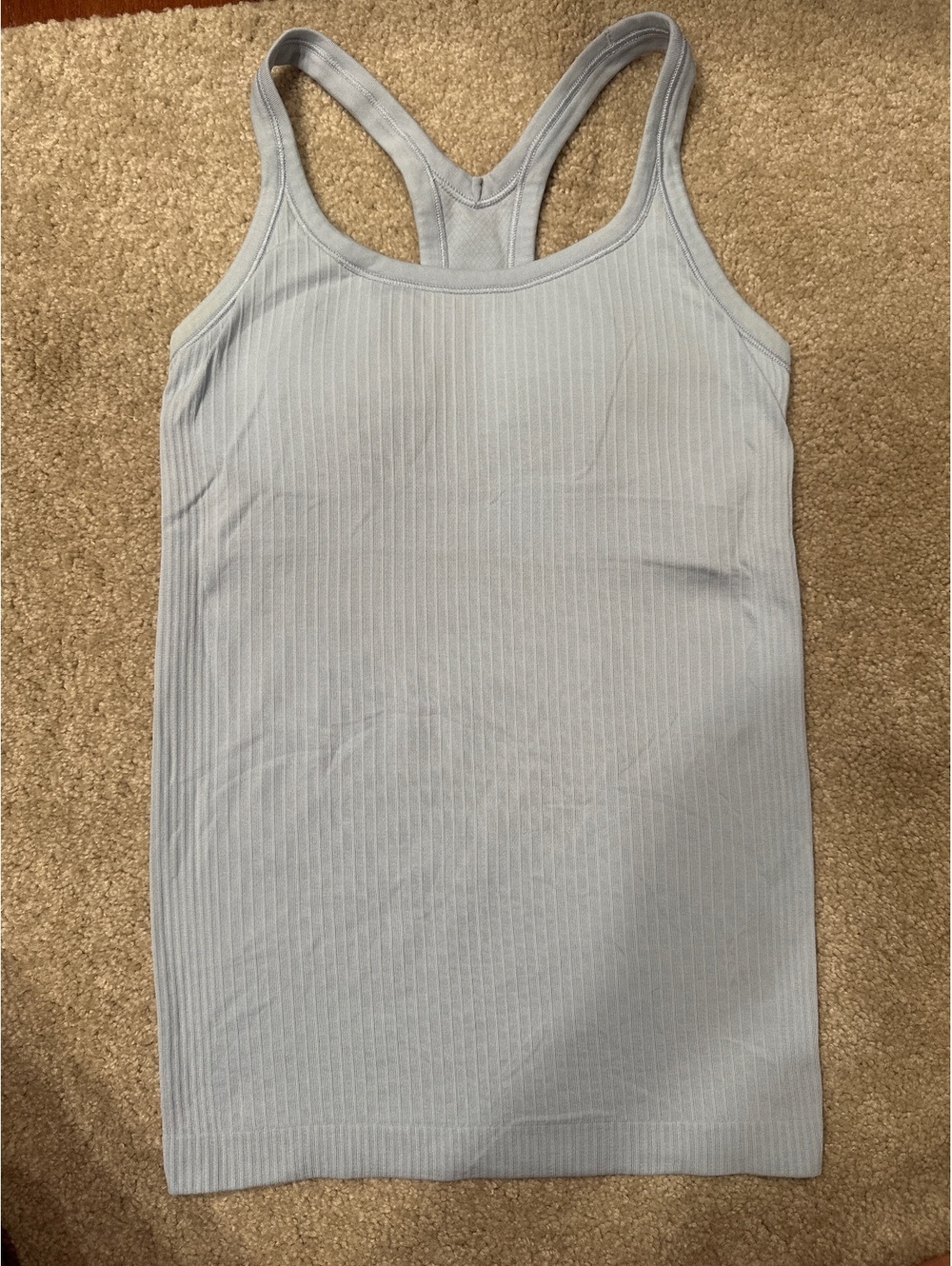 (5)Lululemon Light Blue Ribbed Racerback Tank Top Size 2